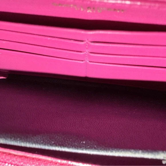 AUTH YSL Saint Laurent Classic Pink Y-Ligne Wallet - Picture 7 of 12